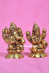 Brass Kamal Laxmi Ganesh Idol