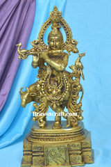 Brass Cow Krishna idol