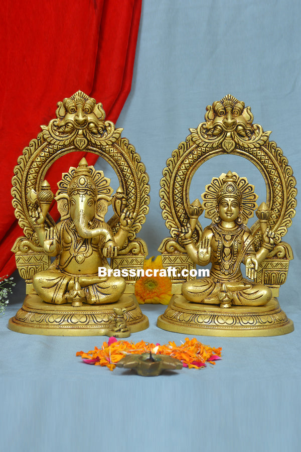 Brass Frame Laxmi Ganesh Idol