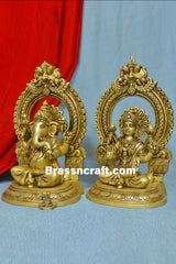 Brass Frame Laxmi Ganesh Idol