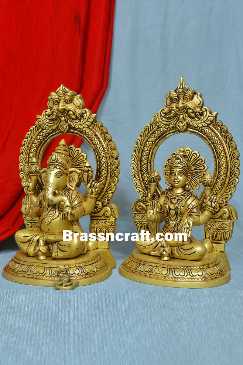 Brass Frame Laxmi Ganesh Idol
