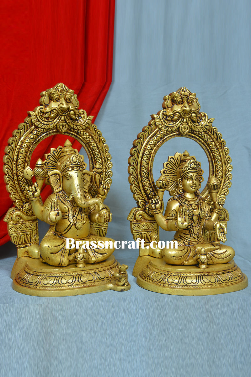 Brass Frame Laxmi Ganesh Idol