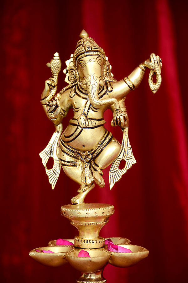 DANCING GANESH WITH 5 DEEPAK LAMP